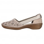 Pantofi piele naturala dama - bej, Rieker - relax, confort - 41356-60-Bej