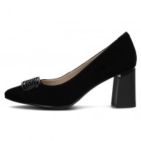Pantofi piele intoarsa dama negru Filippo toc mediu DP6176-24-BK-SU-Negru