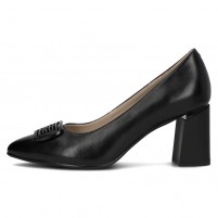 Pantofi piele naturala dama negru Filippo toc mediu DP6176-24-BK-Negru